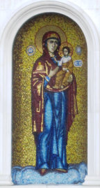 Пресвятая Мария Дева Богородица. Икона у входа в Спасо-Преображенский кафедральный собор города Донецка
